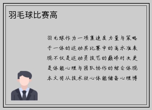 羽毛球比赛高